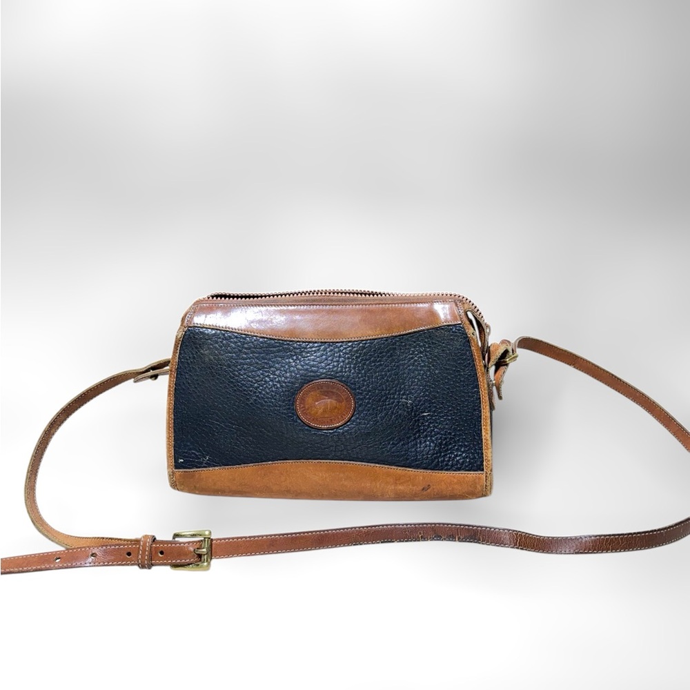 Vintage Classic Dooney and Bourke Brown and Black Leather Crossbody Bag